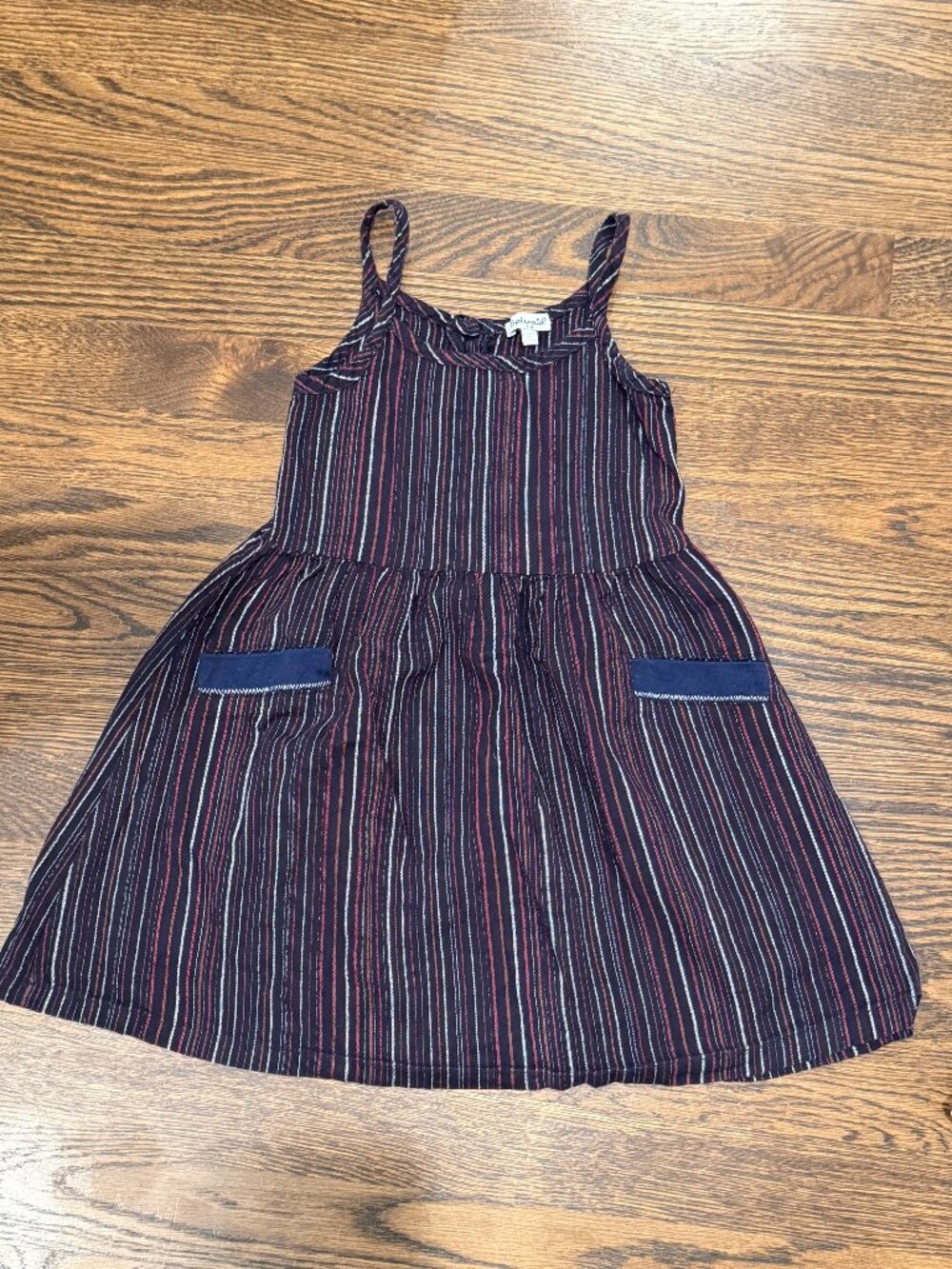 Splendid Girls Navy Red White Stripe Cotton Pocket Dress Size 5-6